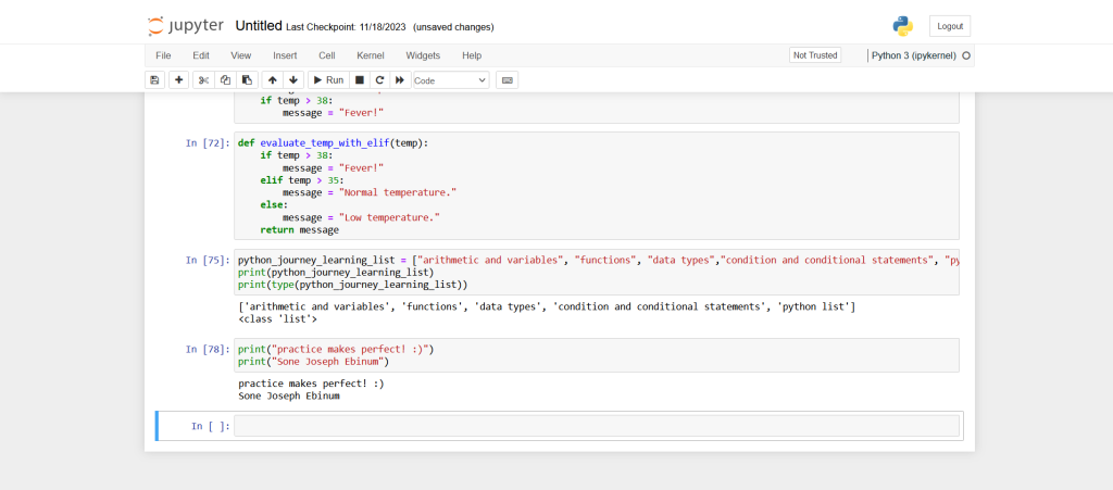 Using Jupyter as part of Sone's Python Journey